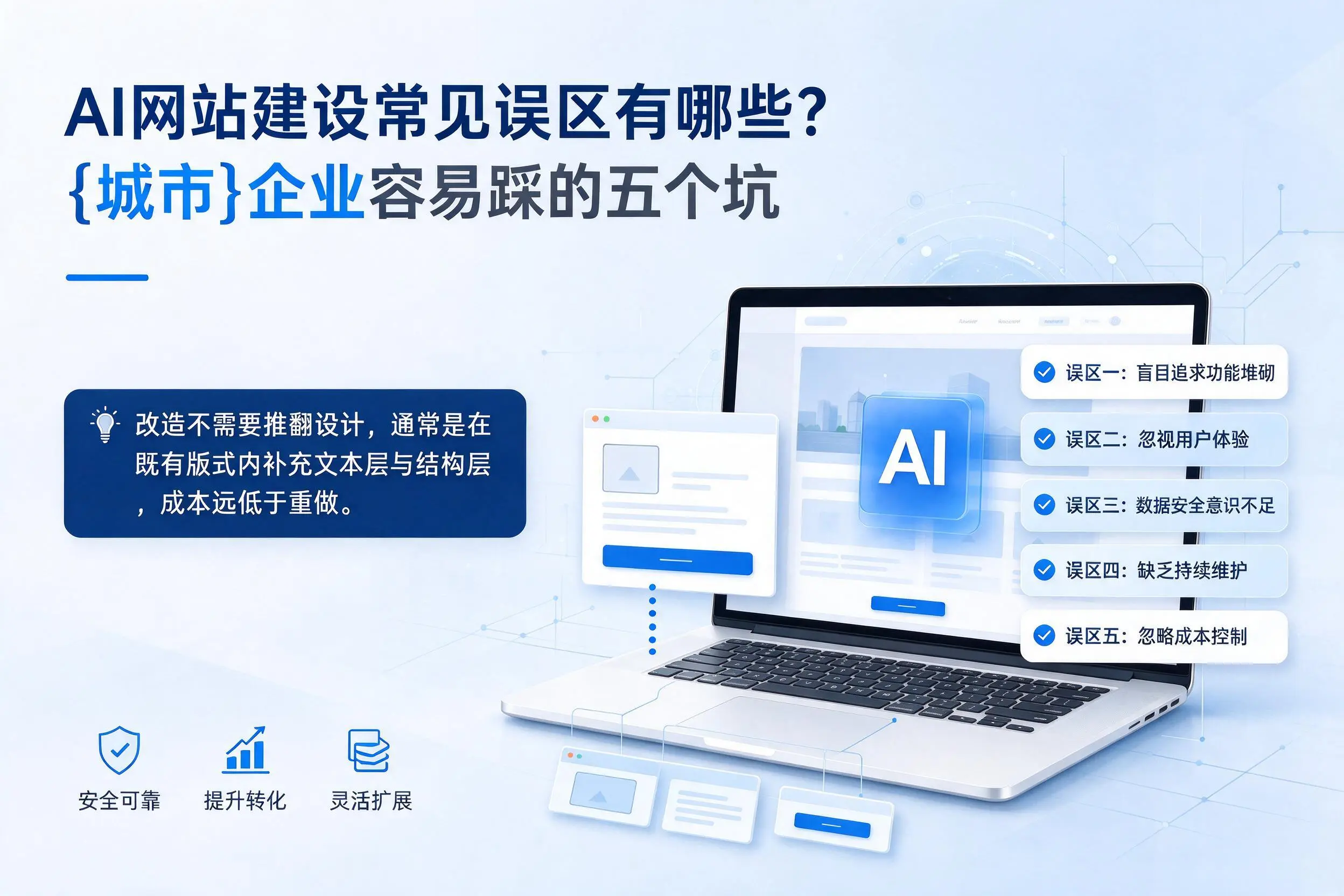 AI网站建设常见误区有哪些？盘锦企业容易踩的五个坑